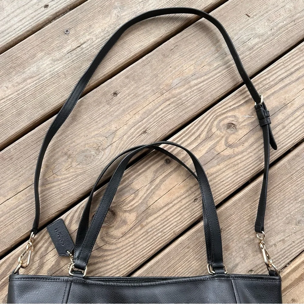 Coach Crossgrain Leather Pocket Tote F34497 Black Crossbody Shoulder Bag Tote